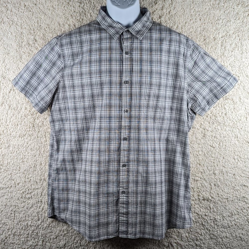 Apt.9* Men's Short Sleeve Button Down Curved‎ Hem Chest Pocket Shirt~ Size XL
